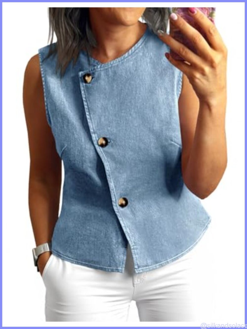 Women's Sleeveless Denim Vest Top Casual Business Waistcoat